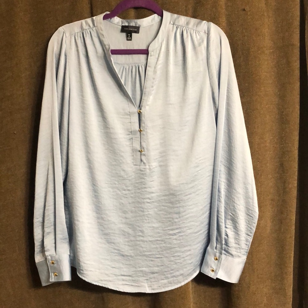 The Limited, Light blue long sleeve blouse, M Tall